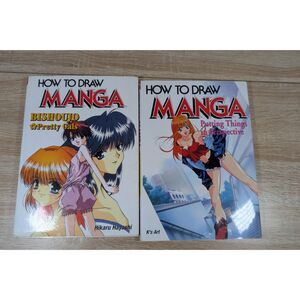 How to Draw Manga Book Lot of 2 Bishoujo Pretty Gals + Perspective Art Guides